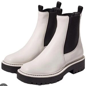 Sam Edelman Laguna White Leather Chelsea Moto Boots